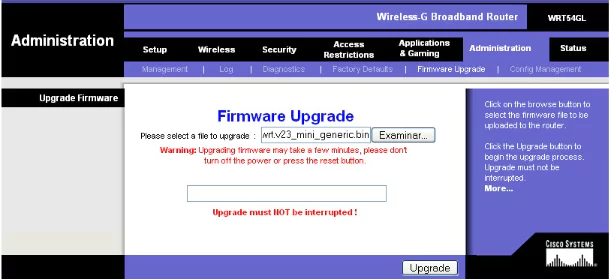 Update my Linksys WRT54G Firmware